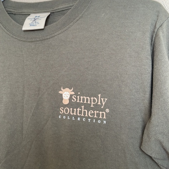 Simply Southern Herd it All Highland Cow Green Long Sleeve Tee Shirt Size Small - Picture 8 of 11